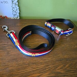 Wonder Woman Dog Leash and Collar Set For Medium Size Dog